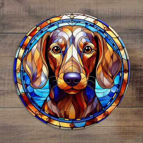 Dachshund Dapple Glass Suncatcher Worktop Saver